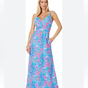 Lilly Pulitzer Blake Maxi Dress in Cumulus Blue/Orchid Oasis 10